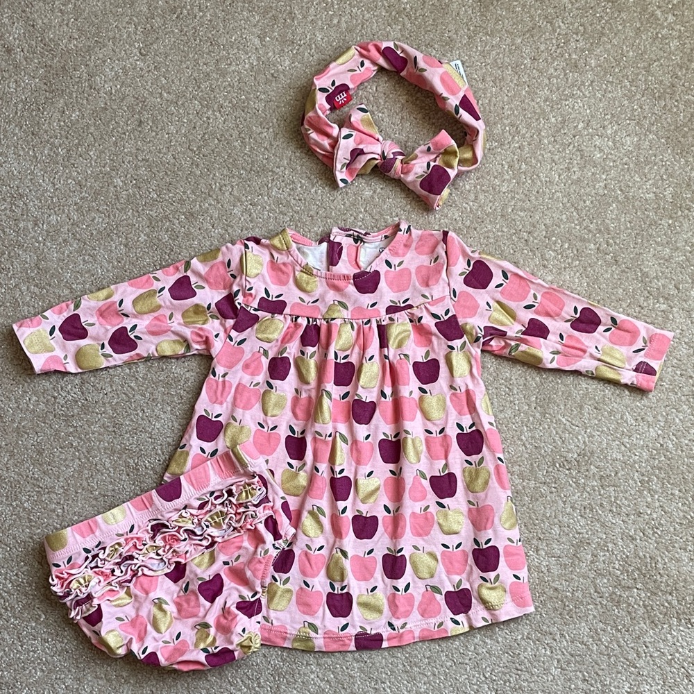 Magnetic Me Pink and Purple Apple Dress Set